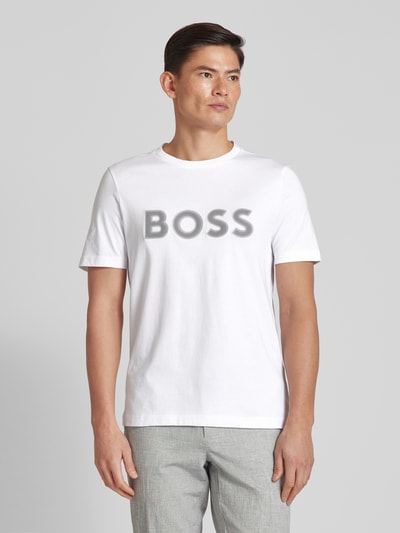 BOSS Green T-shirt z nadrukiem z logo Biały 4