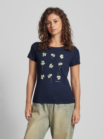 Tom Tailor Denim T-Shirt mit Motiv- und Label-Print Dunkelblau 4