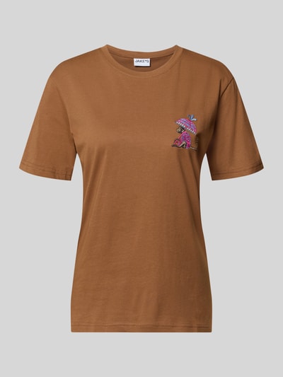 Jake*s Casual Regular Fit T-Shirt aus Baumwoll-Mix Modell 'ELI'                                                                                                                                                                                                                                                                                   ' Schoko 2