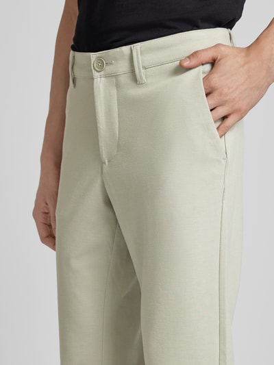 Only & Sons Tapered fit stoffen broek met ceintuurlussen, model 'MARK' Rietgroen - 3