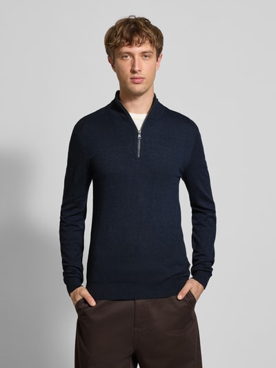 Blend Troyer aus Baumwoll-Mix in Strick-Optik Marine 4