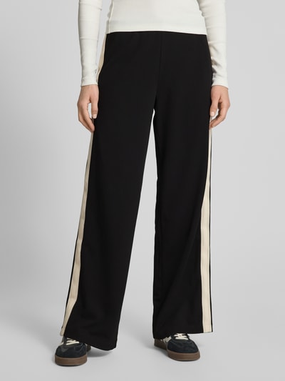 Vero Moda Wide leg sweatpants met contraststrepen, model 'BERLIN' Zwart - 4