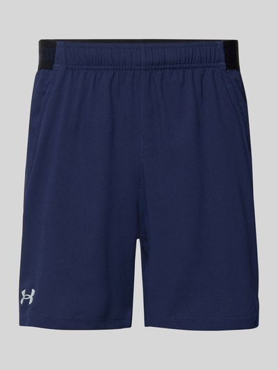Productfoto, Straight Fit Shorts mit Logo-Print Modell 'Vanish' van Under Armour in donkerblauw met elastische tailleband en steekzakken