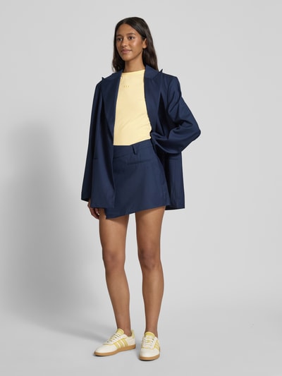 LeGer by Lena Gercke T-shirt met geribde ronde hals, model 'Franka' Lichtgeel - 1
