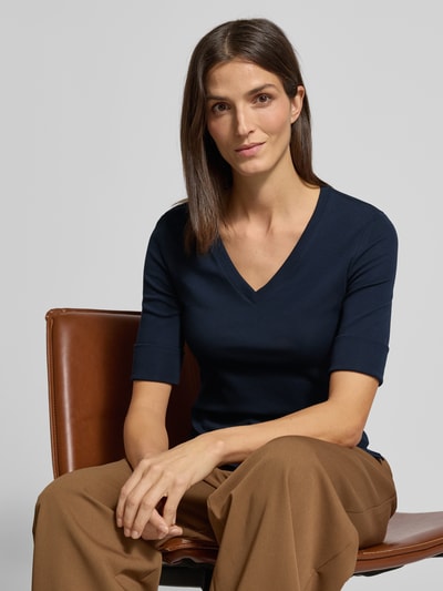Lauren Ralph Lauren T-Shirt mit V-Ausschnitt Modell 'JUDY' Dunkelblau 3