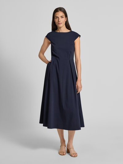 More & More Midi-jurk met kapmouwen en ronde hals Donkerblauw - 4