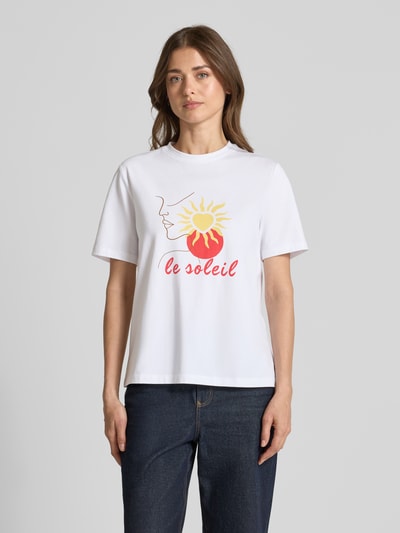 VILA T-Shirt mit Stitching Modell 'NORA' Weiss 4
