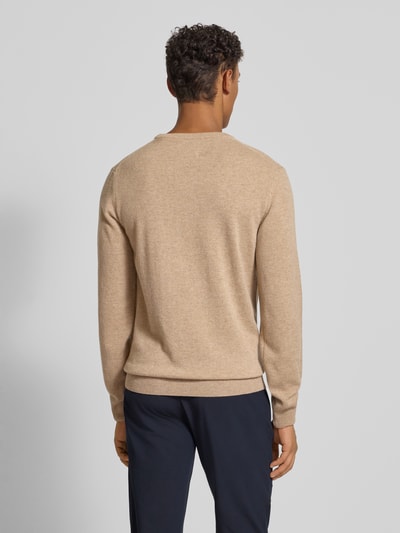 Gant Strickpullover aus reiner Lammwolle mit gerippten Abschlüssen Sand Melange 5