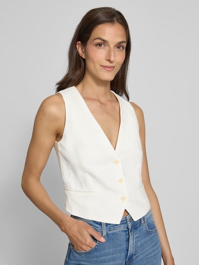 Mango Leinenweste mit Paspeltaschen Modell 'BORELI' Offwhite 3