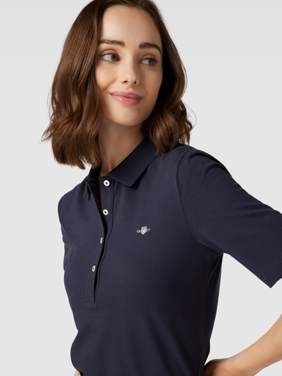 Gant Poloshirt van katoen met labeldetail Marineblauw - 3