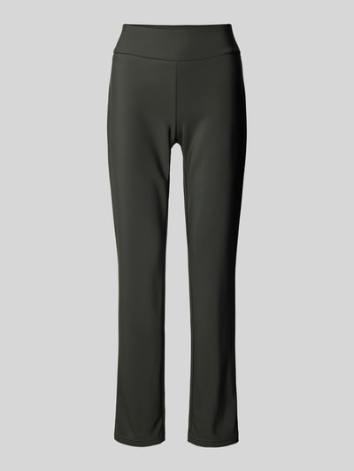 STEHMANN Regular fit stoffen broek met elastische band, model 'Ina' Olijfgroen - 2