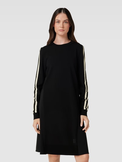 Marc Cain Knielanges Kleid mit geripptem Rundhalsausschnitt Black 4