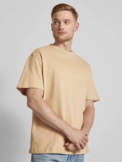 Jack & Jones Premium T-shirt met geribde ronde hals, model 'HARVEY' Taupe - 3