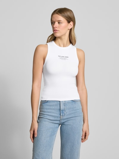 Pepe Jeans Tanktop met labelprint, model 'VIV' Wit - 4