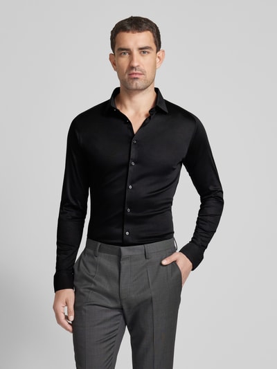 Desoto Slim fit zakelijk overhemd met kentkraag Zwart - 4