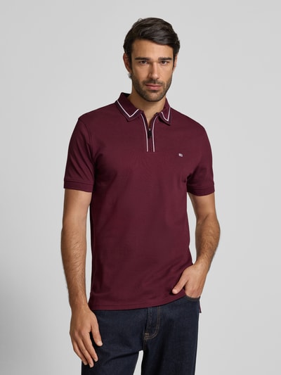 Christian Berg Men Regular Fit Poloshirt mit Reißverschluss Bordeaux 4