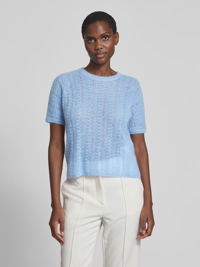 Max Mara Studio Boxy fit gebreide pullover van mohairmix, model 'TERZO' Lichtblauw - 4
