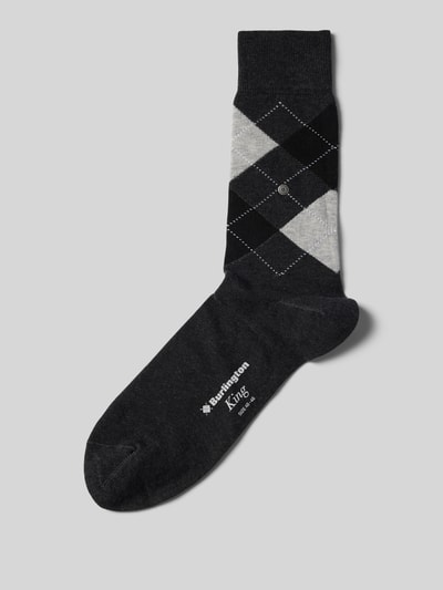 Burlington Socken mit Karomuster Modell 'KING' Anthrazit 1