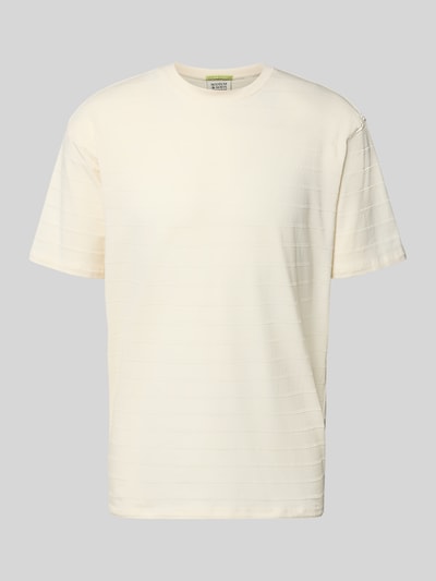 Produktfoto, T-Shirt mit Strukturmuster und Rundhalsausschnitt von Scotch & Soda in Creme, Baumwoll-Elasthan-Mix, Relaxed Fit, dezente Streifenstruktur