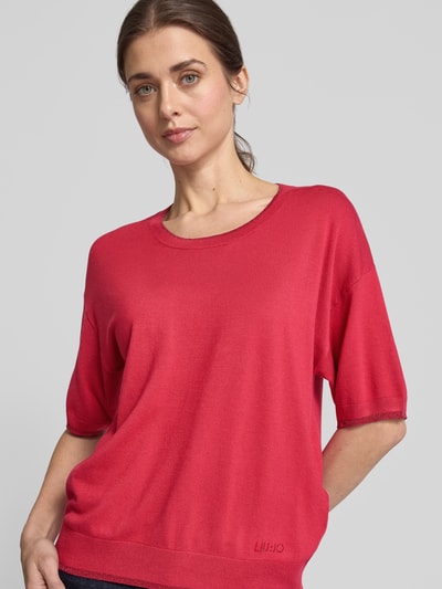 Liu Jo White Strickpullover mit Rundhalsausschnitt Pink 3