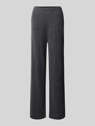 Produktfoto, Hose aus Lanawoll-Mix mit Kaschmir-Anteil Modell 'LOTTIMO' von MM by Max Mara, gerade Form, meliertes Dunkelgrau, glatte Textur, elastischer Bund, Straight Fit für Damen