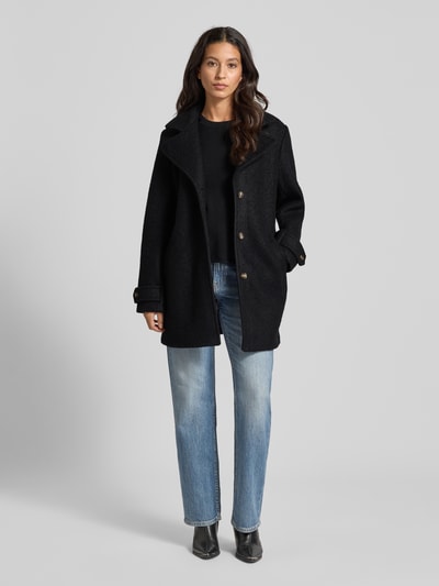 ICHI Relaxed fit lange jas van wolmix, model 'Tipa' Zwart - 1