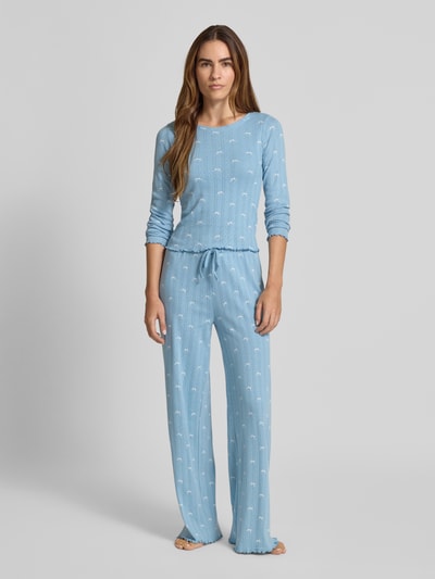 Jake*s Casual Pyjamabovendeel met ajourpatroon Lichtblauw - 1
