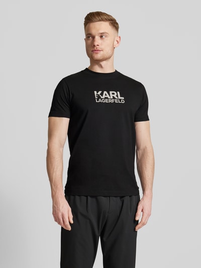 Karl Lagerfeld T-shirt z nadrukiem z logo Czarny 4