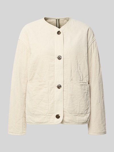 Productfoto, Jacke aus reiner Baumwolle van camel active in crème cord met rechte fit, ronde hals, knoopsluiting, opgestikte steekzakken, katoenstructuur.