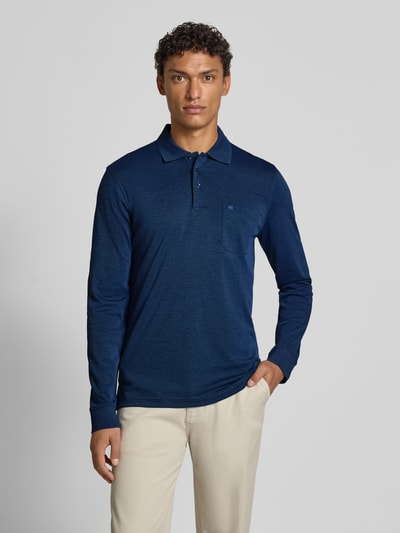 Christian Berg Men Regular fit poloshirt in design met lange mouwen Donkerblauw - 4