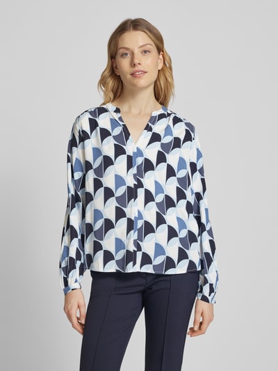 s.Oliver RED LABEL Viscose blouse met geplooide details en all-over print Lichtblauw - 4