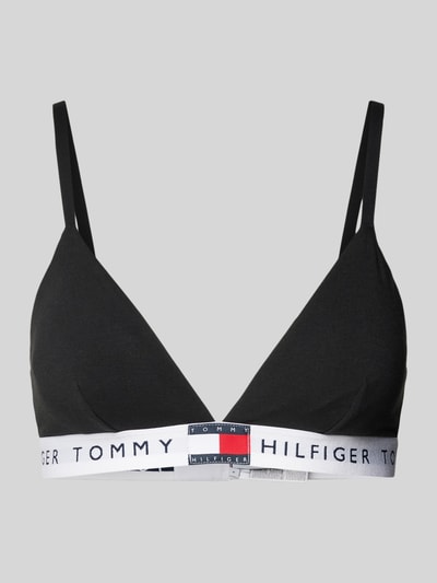 TOMMY HILFIGER Triangel-BH aus Baumwoll-Mix mit elastischem Label-Bund Modell 'HERITAGE' Black 1