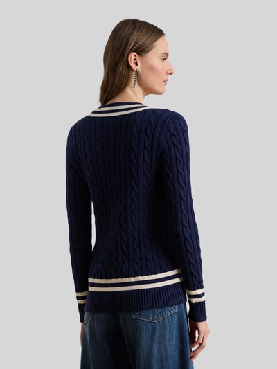 Lauren Ralph Lauren Sweter z dzianiny o kroju slim fit z czystej bawełny Granatowy 5