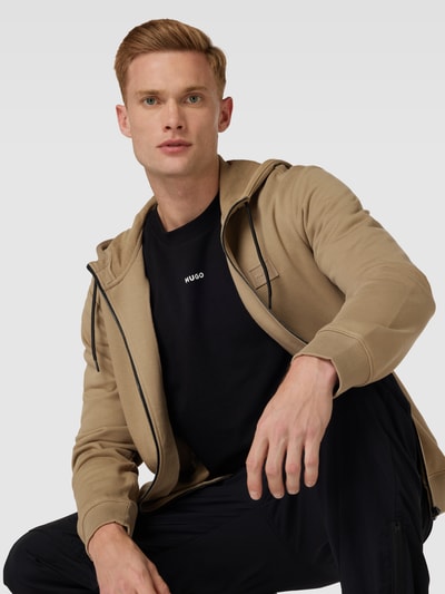 HUGO Sweatjacke mit Label-Applikation Modell 'Daple' Camel 3