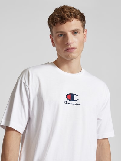 CHAMPION T-shirt z wyhaftowanym logo Biały 3