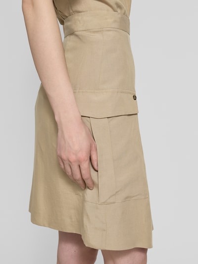 MOS MOSH Knielanger Wickelrock aus Lyocell-Leinen-Mix Modell 'Bali Alexis' Hellbraun 3