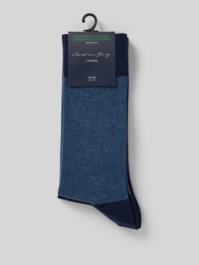 Produktfoto, Socken mit Label-Detail im 2er-Pack von Christian Berg Men aus blauem Baumwoll-Mix mit Stretch-Anteil, elastische Abschlüsse