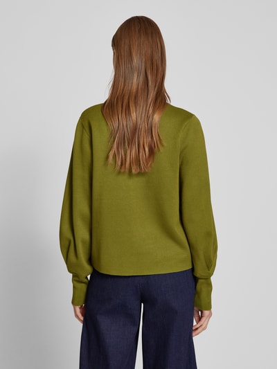 Jake*s Collection Gebreide pullover van viscosemix met ballonmouwen Groen - 5