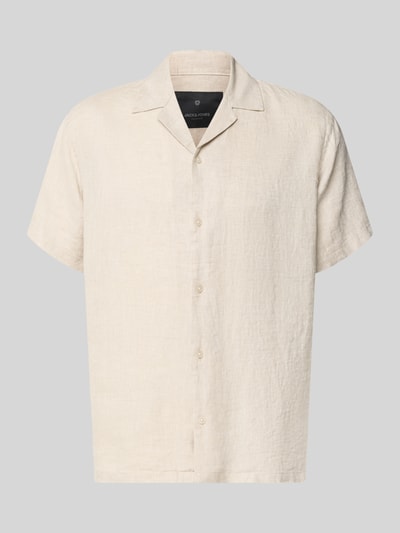 Produktfoto, Regular Fit Leinenhemd Modell 'LAWRENCE' von Jack & Jones Premium, Reines Leinen, Reverskragen, Knopfleiste, beige, strukturierte Oberfläche