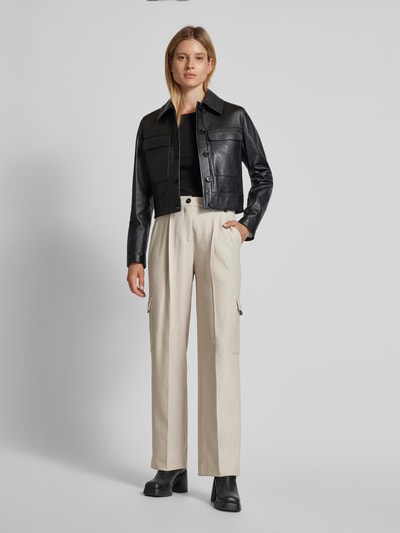 Marc Cain Wide leg stoffen broek met bandplooien Zand - 1