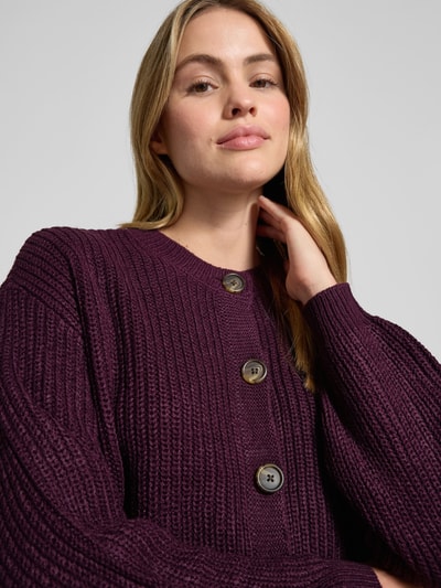 Vero Moda Relaxed fit gebreid jack met enkele knoopsluiting, model 'LEA' Bordeaux - 3