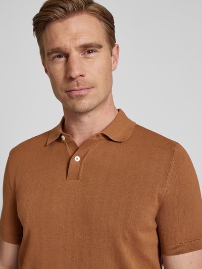 bugatti Koszulka polo o kroju Regular Fit z czystej bawełny Koniakowy 3