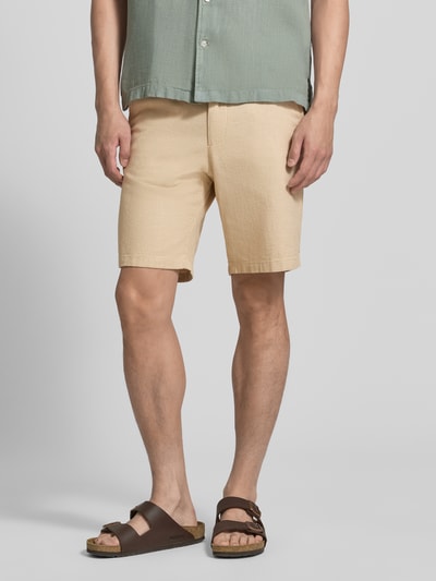 Selected Homme Slim Fit Bermudas aus Baumwoll-Leinen-Mix Modell 'BRODY' Beige 4