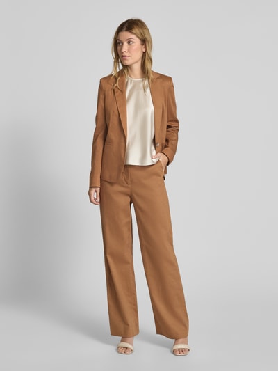 Jake*s Collection Straight leg stoffen broek met steekzakken Middenbruin - 1