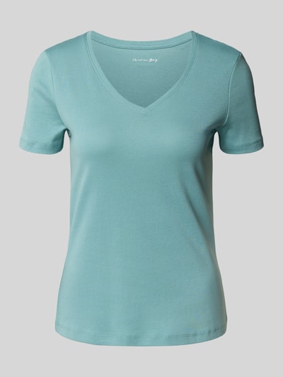 Christian Berg Woman T-Shirt mit geripptem V-Ausschnitt Aqua 2