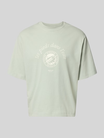 Produktfoto, Relaxed Fit T-Shirt aus reiner Baumwolle Modell 'BOXYNORMAN GRAPHIC' von SELECTED HOMME in Hellgrün mit Motiv-Print, kurzarm, Rundhals, glatte Jersey-Textur.