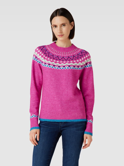 Christian Berg Woman Gebreide pullover met all-over motief Fuchsia - 4