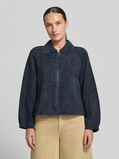 Weekend Max Mara Regular Fit Lederjacke mit Raglanärmeln Modell 'ZUPPA' Dunkelblau 4