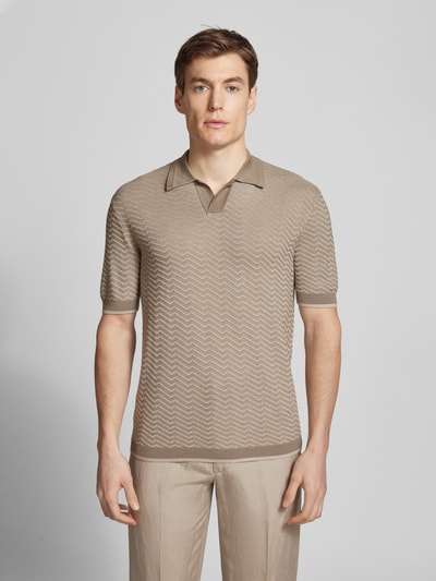 Emporio Armani Regular Fit Poloshirt mit Strukturmuster Beige 4