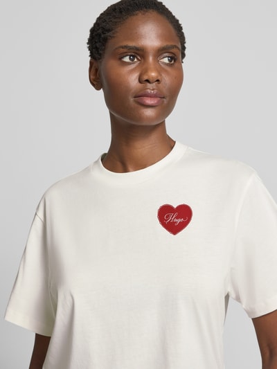 HUGO Regular fit T-shirt van puur katoen, model 'VINTAGE TEE' Offwhite - 3
